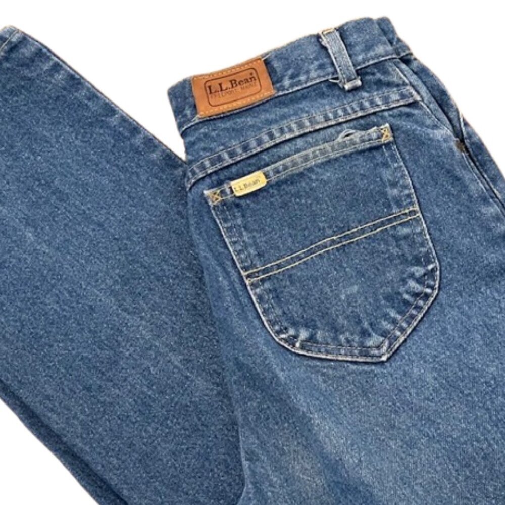 Vintage 70's 80's Denim Bean Ultra High Rise Mom Jeans Straight Union Made 28